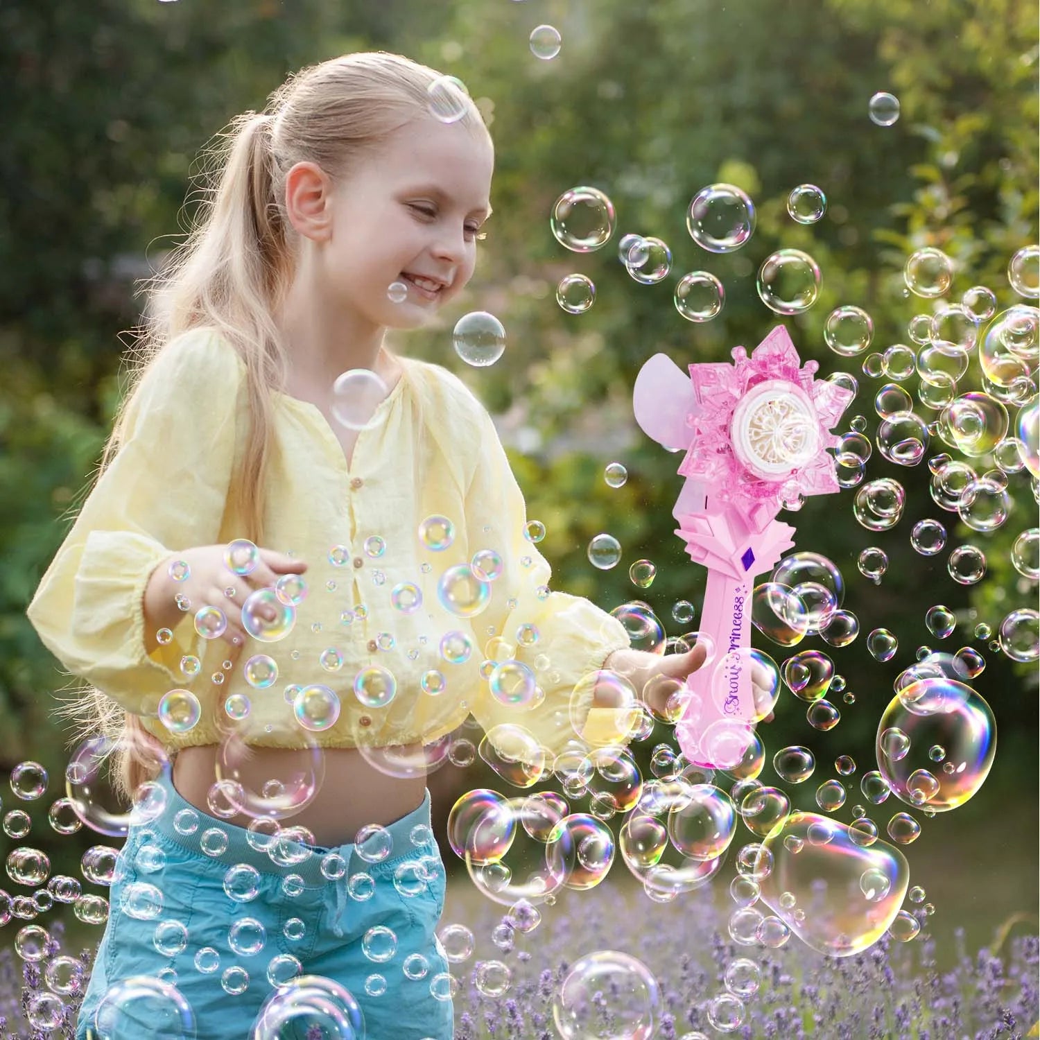2 pieces Recharge Bubble Wand for Kids LED Bubble Blower