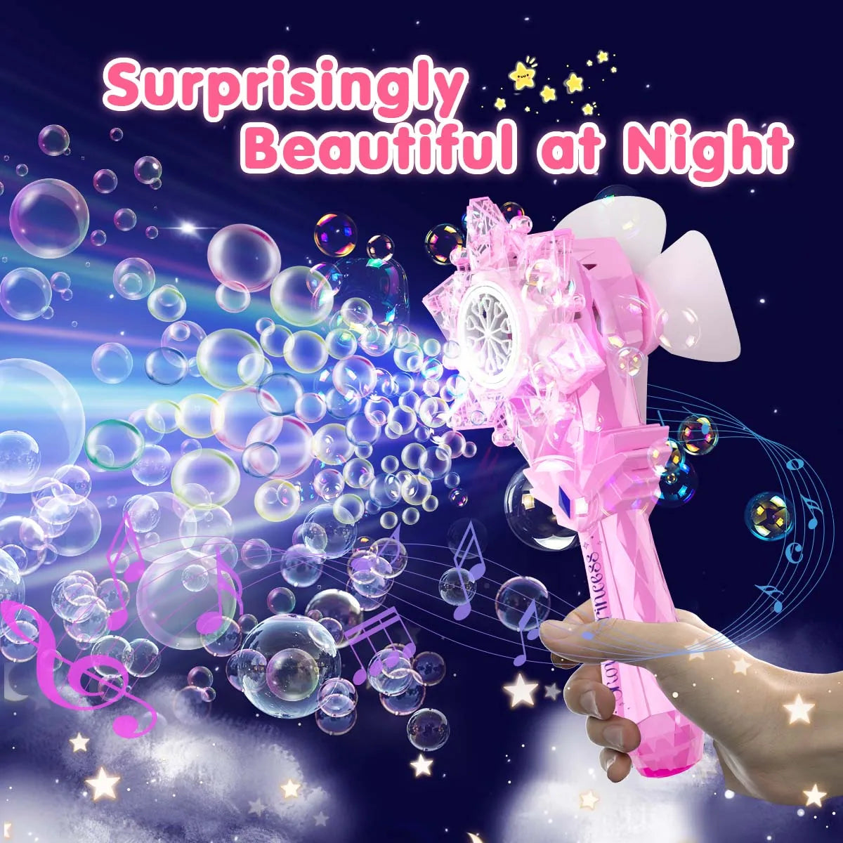 2 pieces Recharge Bubble Wand for Kids LED Bubble Blower