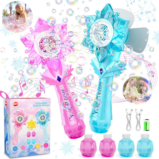 2 pieces Recharge Bubble Wand for Kids LED Bubble Blower